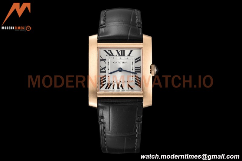 Cartier - Tank Francaise 27mm Medium Size RG/LE Blk/Silv/Rmn 8848F Swiss Qtz