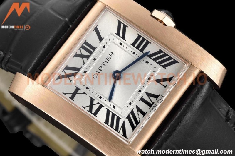 Cartier - Tank Francaise 27mm Medium Size RG/LE Blk/Silv/Rmn 8848F Swiss Qtz