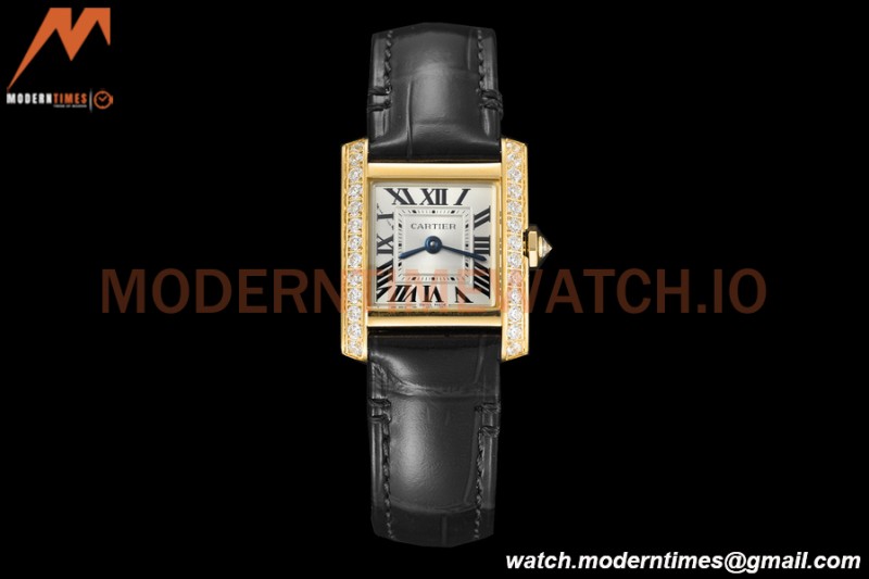 Cartier - Tank Francaise 21mm Small Size YG/LE Blk/Dia/Silv 8848F Swiss Qtz