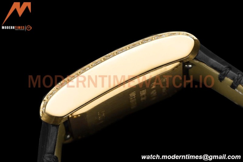 Cartier - Tank Francaise 21mm Small Size YG/LE Blk/Dia/Silv 8848F Swiss Qtz