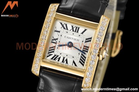 Cartier - Tank Francaise 21mm Small Size YG/LE Blk/Dia/Silv 8848F Swiss Qtz