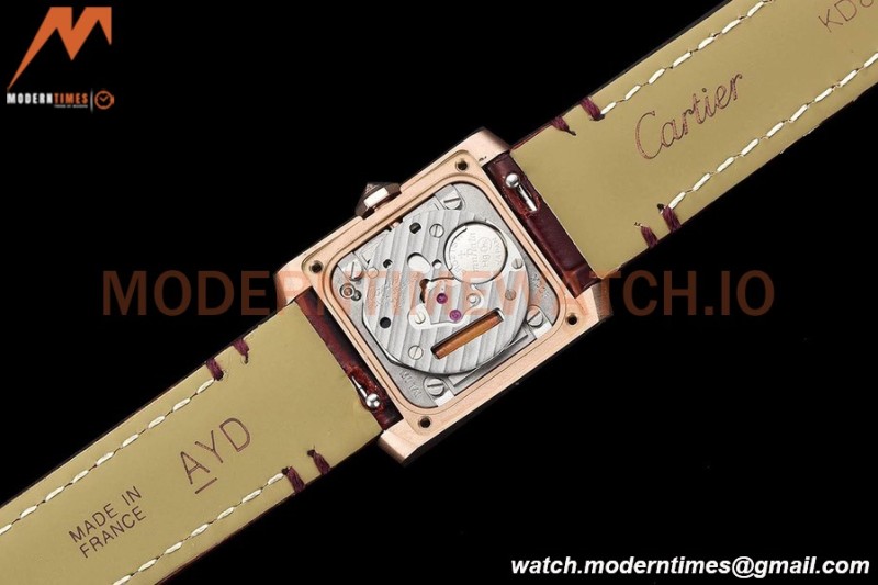 Cartier - Tank Francaise 21mm Small Size RG/LE Brn/Dia/Silv 8848F Swiss Qtz