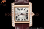 Cartier - Tank Francaise 21mm Small Size RG/LE Brn/Dia/Silv 8848F Swiss Qtz