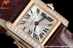 Cartier - Tank Francaise 21mm Small Size RG/LE Brn/Dia/Silv 8848F Swiss Qtz