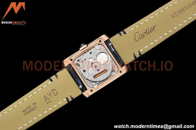 Cartier - Tank Francaise 21mm Small Size RG/LE Blue/Dia/Silv 8848F Swiss Qtz