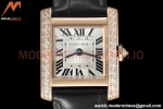 Cartier - Tank Francaise 21mm Small Size RG/LE Blk/Dia/Silv 8848F Swiss Qtz