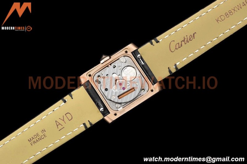 Cartier - Tank Francaise 21mm Small Size RG/LE Blk/Dia/Silv 8848F Swiss Qtz