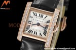 Cartier - Tank Francaise 21mm Small Size RG/LE Blk/Dia/Silv 8848F Swiss Qtz