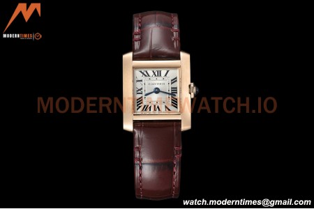Cartier - Tank Francaise 21mm Small Size RG/LE Brn/Silv 8848F Swiss Qtz