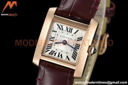 Cartier - Tank Francaise 21mm Small Size RG/LE Brn/Silv 8848F Swiss Qtz