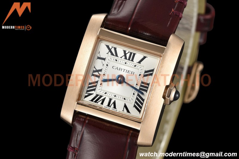 Cartier - Tank Francaise 21mm Small Size RG/LE Brn/Silv 8848F Swiss Qtz