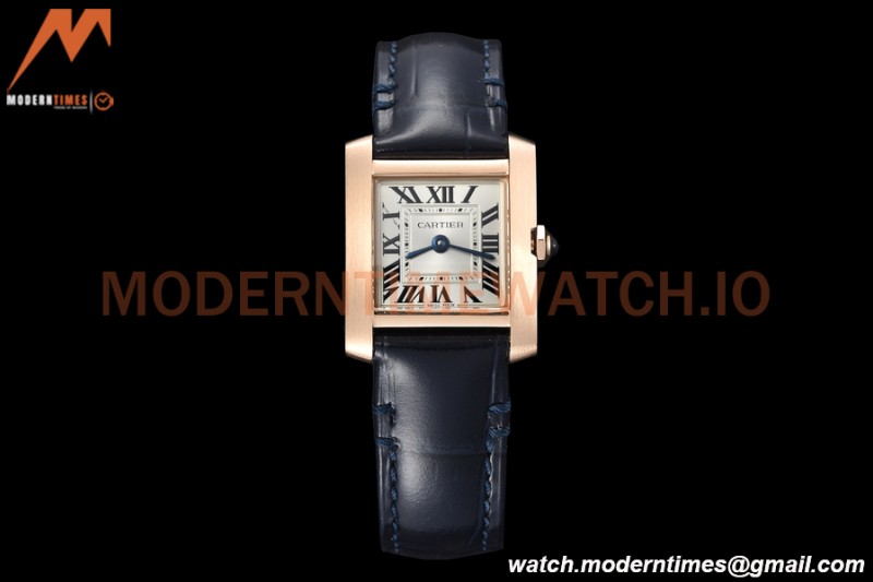 Cartier - Tank Francaise 21mm Small Size RG/LE Blue/Silv 8848F Swiss Qtz