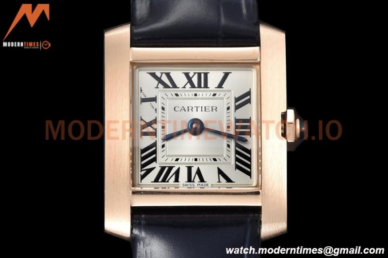 Cartier - Tank Francaise 21mm Small Size RG/LE Blue/Silv 8848F Swiss Qtz