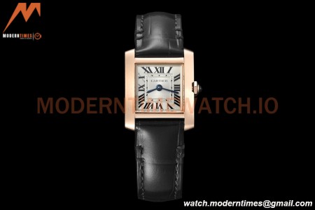 Cartier - Tank Francaise 21mm Small Size RG/LE Blk/Silv 8848F Swiss Qtz