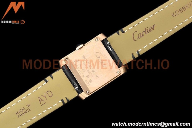 Cartier - Tank Francaise 21mm Small Size RG/LE Blk/Silv 8848F Swiss Qtz