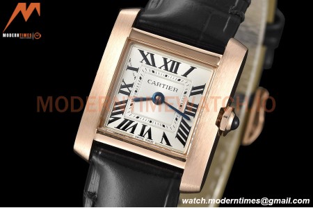 Cartier - Tank Francaise 21mm Small Size RG/LE Blk/Silv 8848F Swiss Qtz