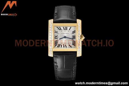 Cartier - Tank Francaise 27mm Medium Size YG/LE Blk/Dia/Silv 8848F Swiss Qtz