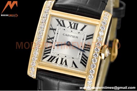 Cartier - Tank Francaise 27mm Medium Size YG/LE Blk/Dia/Silv 8848F Swiss Qtz