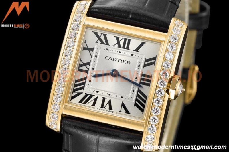 Cartier - Tank Francaise 27mm Medium Size YG/LE Blk/Dia/Silv 8848F Swiss Qtz