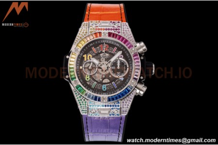 Hublot - Big Bang Unico 45mm Rainbow Diamond SS/RU Blk/Ske BBF A1280