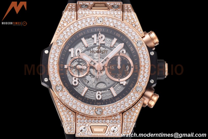 Hublot - Big Bang Unico 44mm Diamond RG/RU Blk/Ske BBF A1280