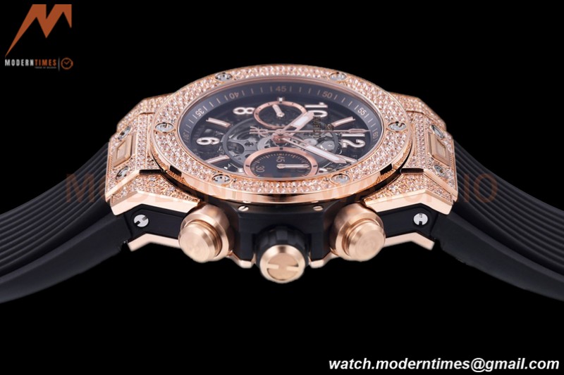 Hublot - Big Bang Unico 44mm Diamond RG/RU Blk/Ske BBF A1280