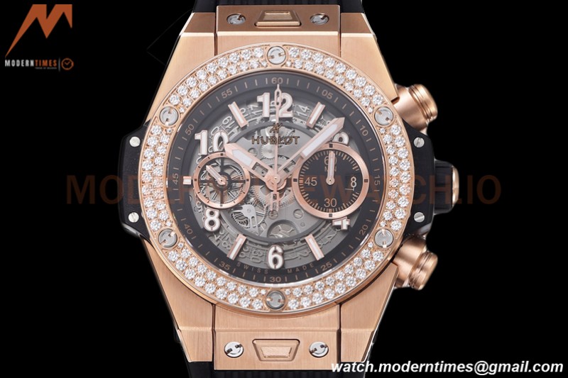 Hublot - Big Bang Unico 44mm Diamond Bezel RG/RU Blk/Ske BBF A1280