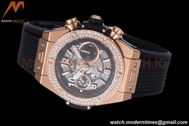 Hublot - Big Bang Unico 44mm Diamond Bezel RG/RU Blk/Ske BBF A1280