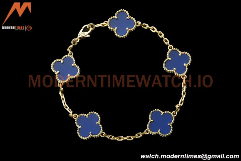Van Cleef & Arpels 5 Motif Vintage Alhambra Malachite Gold Bracelet – Iconic Luxury Replica