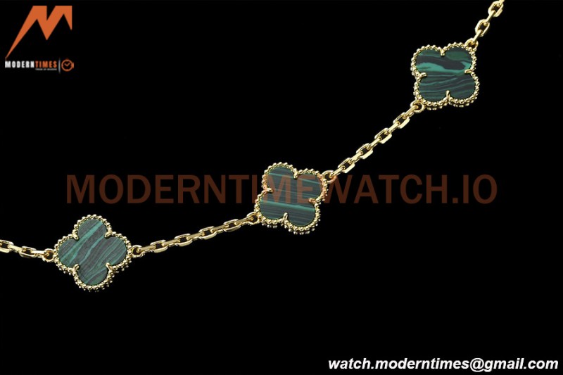 Van Cleef & Arpels 5 Motif Vintage Alhambra Malachite Gold Bracelet – Iconic Luxury Replica