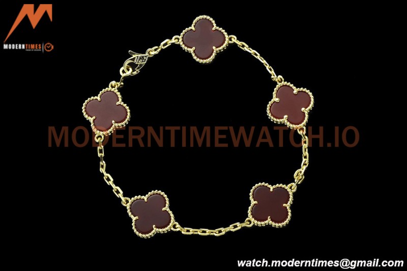 Van Cleef & Arpels 5 Motif Vintage Alhambra Malachite Gold Bracelet – Iconic Luxury Replica