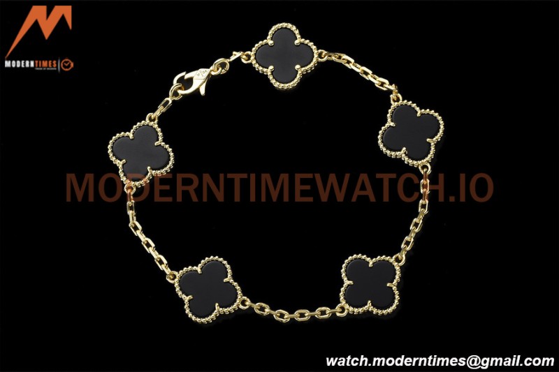 Van Cleef & Arpels 5 Motif Vintage Alhambra Malachite Gold Bracelet – Iconic Luxury Replica