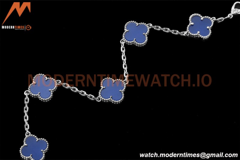 Van Cleef & Arpels 5 Motif Vintage Alhambra Malachite Silver Bracelet – Iconic Luxury Replica