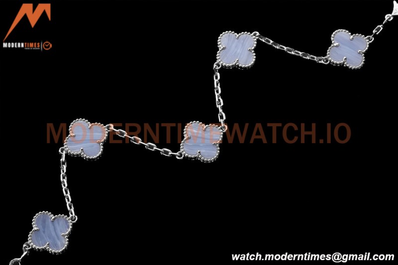 Van Cleef & Arpels 5 Motif Vintage Alhambra Malachite Silver Bracelet – Iconic Luxury Replica