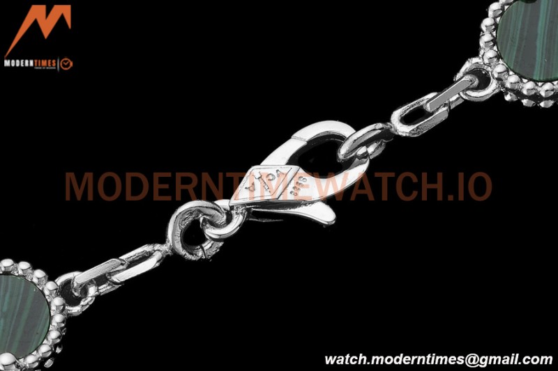Van Cleef & Arpels 5 Motif Vintage Alhambra Malachite Silver Bracelet – Iconic Luxury Replica
