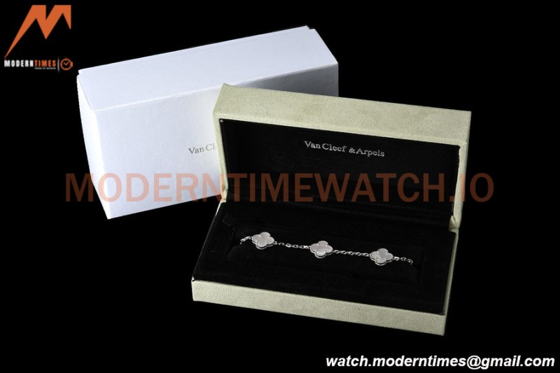 Van Cleef & Arpels 5 Motif Vintage Alhambra Malachite Silver Bracelet – Iconic Luxury Replica
