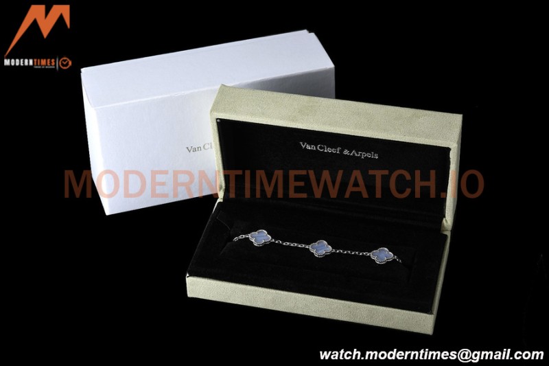 Van Cleef & Arpels 5 Motif Vintage Alhambra Malachite Silver Bracelet – Iconic Luxury Replica