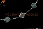 Van Cleef & Arpels 5 Motif Vintage Alhambra Malachite Silver Bracelet – Iconic Luxury Replica