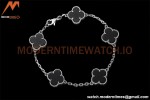 Van Cleef & Arpels 5 Motif Vintage Alhambra Malachite Silver Bracelet – Iconic Luxury Replica