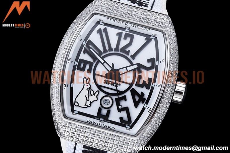 Franck Muller - Vanguard Mens FR2 Dia SS/RU Wht/Num ABF A2824