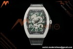 Franck Muller - Vanguard Yachting V45 Silver Dragon King Full Diamond Grn/Dia Black Leather Strap ABF A2824 | 프랭크 뮬러 - 뱅가드 요팅 V45 실버 드래곤 킹 풀 다이아몬드 그린/다이아몬드 블랙 가죽 스트랩 ABF A2824