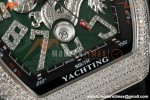 Franck Muller - Vanguard Yachting V45 Silver Dragon King Full Diamond Grn/Dia Black Leather Strap ABF A2824 | 프랭크 뮬러 - 뱅가드 요팅 V45 실버 드래곤 킹 풀 다이아몬드 그린/다이아몬드 블랙 가죽 스트랩 ABF A2824
