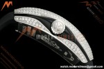Franck Muller - Vanguard Yachting V45 Silver Dragon King Full Diamond Grn/Dia Black Leather Strap ABF A2824 | 프랭크 뮬러 - 뱅가드 요팅 V45 실버 드래곤 킹 풀 다이아몬드 그린/다이아몬드 블랙 가죽 스트랩 ABF A2824
