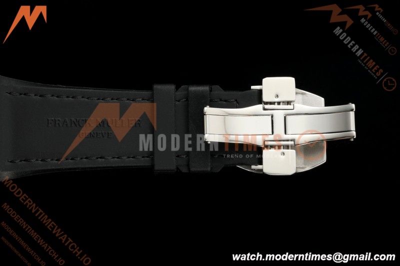 Franck Muller - Vanguard Yachting V45 Silver Dragon King Full Diamond Grn/Dia Black Leather Strap ABF A2824 | 프랭크 뮬러 - 뱅가드 요팅 V45 실버 드래곤 킹 풀 다이아몬드 그린/다이아몬드 블랙 가죽 스트랩 ABF A2824