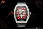 Franck Muller - Vanguard Yachting V45 Silver Dragon King Full Diamond Red/Dia Black Leather Strap ABF A2824 | 프랭크 뮬러 - 뱅가드 요팅 V45 실버 드래곤 킹 풀 다이아몬드 레드/다이아몬드 블랙 가죽 스트랩 ABF A2824