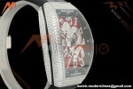 Franck Muller - Vanguard Yachting V45 Silver Dragon King Full Diamond Red/Dia Black Leather Strap ABF A2824 | 프랭크 뮬러 - 뱅가드 요팅 V45 실버 드래곤 킹 풀 다이아몬드 레드/다이아몬드 블랙 가죽 스트랩 ABF A2824