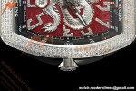 Franck Muller - Vanguard Yachting V45 Silver Dragon King Full Diamond Red/Dia Black Leather Strap ABF A2824 | 프랭크 뮬러 - 뱅가드 요팅 V45 실버 드래곤 킹 풀 다이아몬드 레드/다이아몬드 블랙 가죽 스트랩 ABF A2824