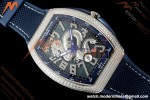 Franck Muller - Vanguard Yachting V45 Silver Dragon King Full Diamond Blu/Dia Blue Nylon Strap ABF A2824 | 프랭크 뮬러 - 뱅가드 요팅 V45 실버 드래곤 킹 풀 다이아몬드 블루/다이아몬드 블루 나일론 스트랩 ABF A2824