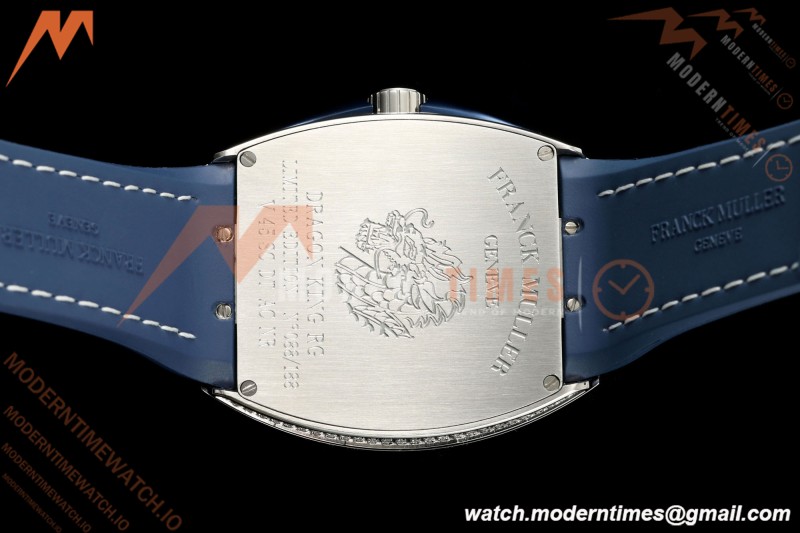 Franck Muller - Vanguard Yachting V45 Silver Dragon King Full Diamond Blu/Dia Blue Nylon Strap ABF A2824 | 프랭크 뮬러 - 뱅가드 요팅 V45 실버 드래곤 킹 풀 다이아몬드 블루/다이아몬드 블루 나일론 스트랩 ABF A2824