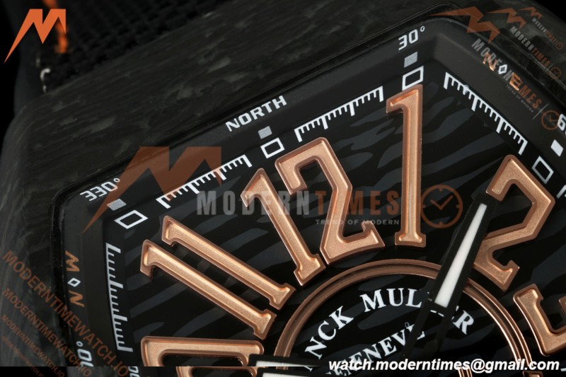 Franck Muller - Vanguard V45 Carbon RG Markers CAB/NY Blk/Wht Nylon Strap ABF A2824